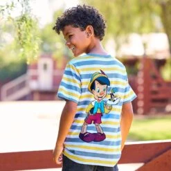 Disney Pinocchio And Jiminy Cricket Striped T-Shirt For Kids -Dinei Clothing Shop 5007048020047 5