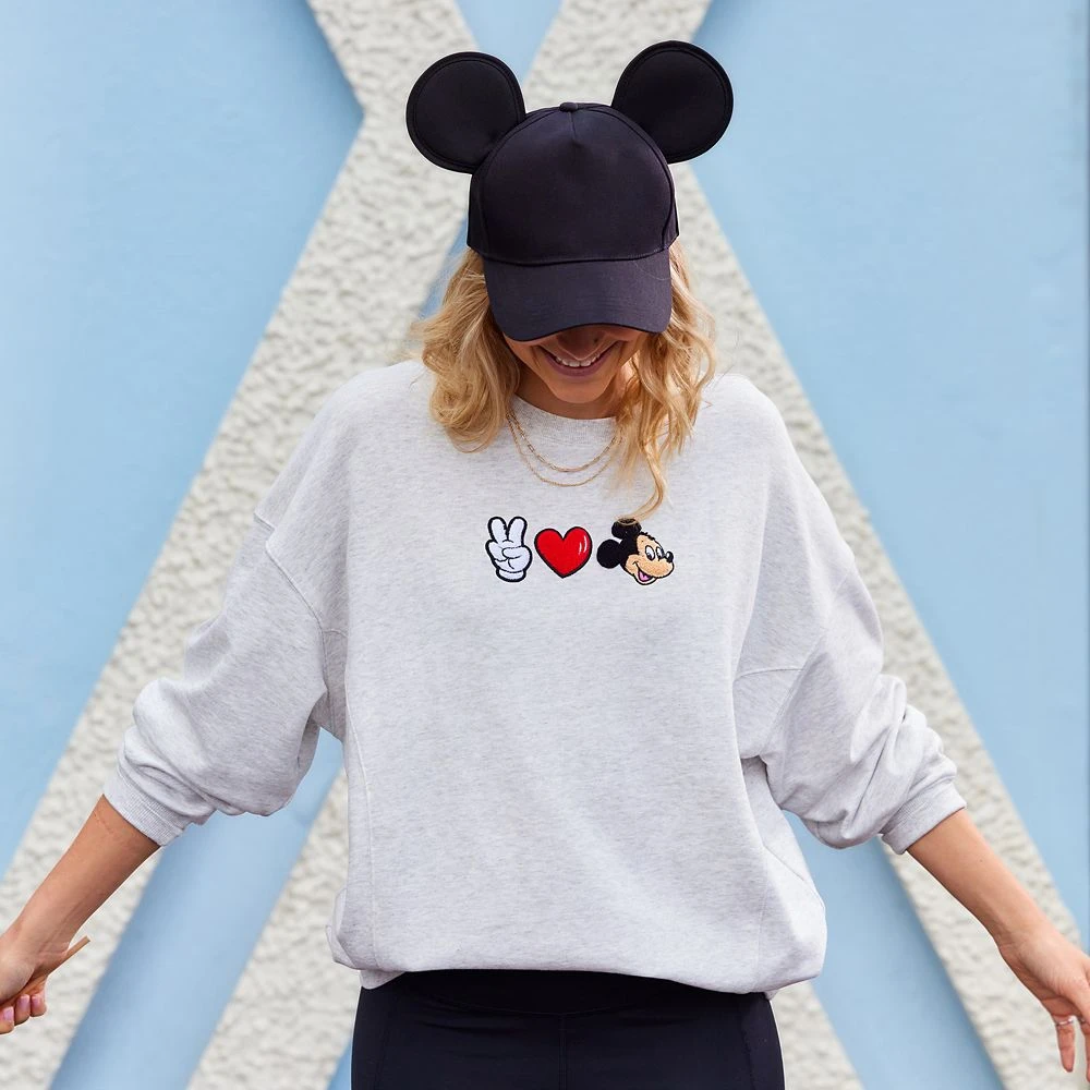 Disney Mickey Mouse ''Peace, Love, Mickey'' Pullover Sweatshirt For Women 2 Disney Mickey Mouse ''Peace, Love, Mickey'' Pullover Sweatshirt For Women - Image 2