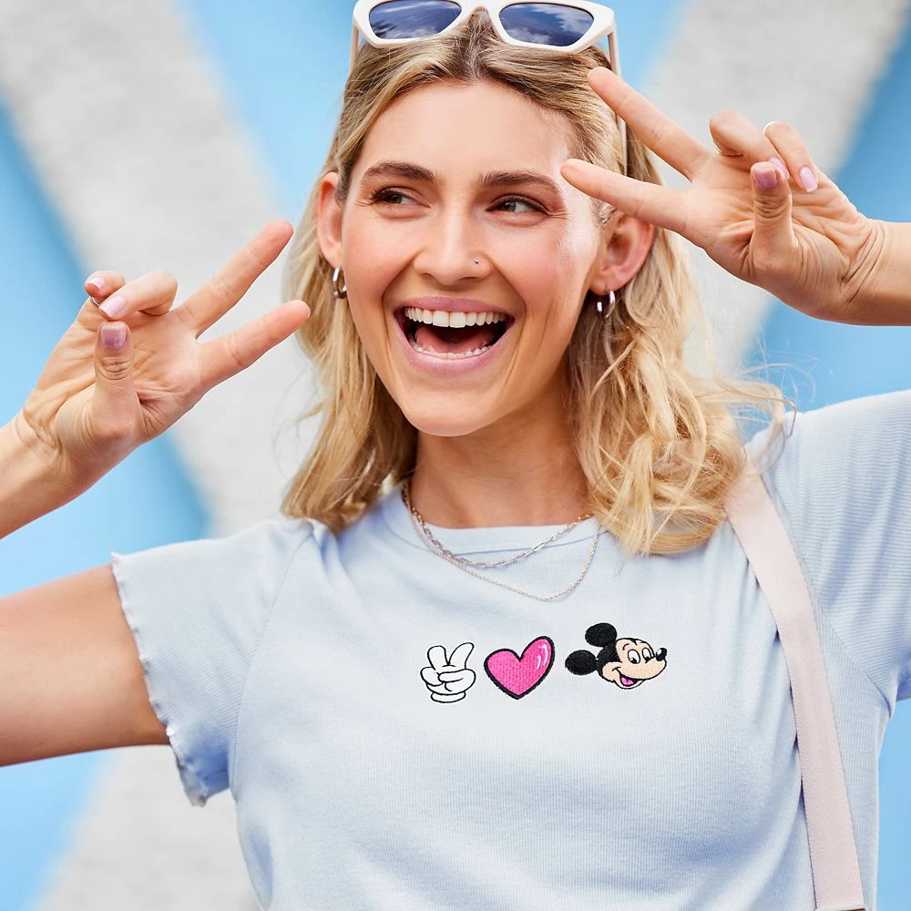 Disney Mickey Mouse ''Peace, Love, Mickey'' T-Shirt For Women 5 Disney Mickey Mouse ''Peace, Love, Mickey'' T-Shirt For Women - Image 5