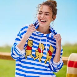 Disney Winnie The Pooh Striped Pullover Hoodie For Adults -Dinei Clothing Shop 5201059750216 4